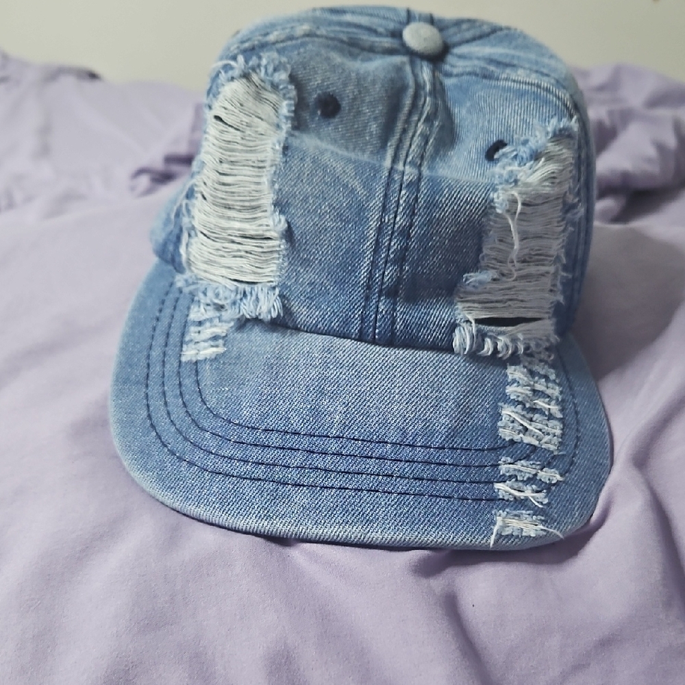 Distressed Denim Cap